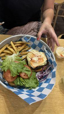 Cheese burger and fries