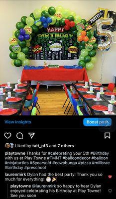 #TMNT #BirthdayParty set up! Book a Birthday Party today! Visit us online at PlayTowne.com