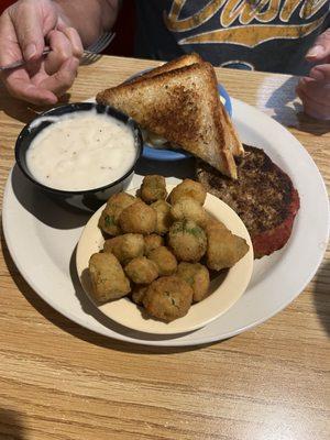 Grilled Meatloaf with fried okra