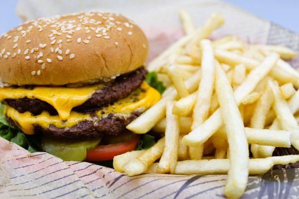 Double Play Burger with Fries