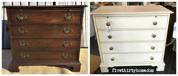 Before & after using Miss Mustard Seed's Milk Paint.