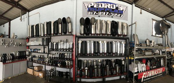 We have everything needed in stock for a full custom exhaust to your liking.