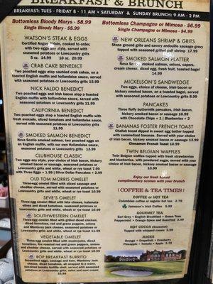 Breakfast & Brunch Menu