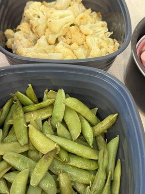 snap peas and cauliflower