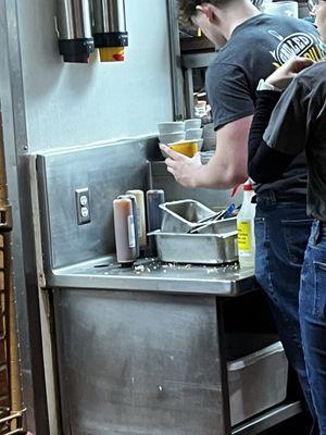 Love to see chemicals right next to the food there serving to hungry customers