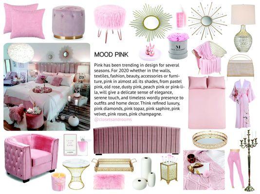 Pink & Gold Modern Style Board. We offer Personalized Boards custom made for your budget and the room you want to Design. Get Yours Now!