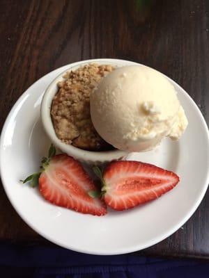 3 ounce petite blueberry and razzle berry cobbler with vanilla ice cream and strawberries