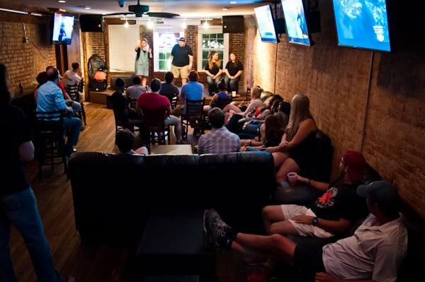 Our upstairs lounge is often a venue for live performances.