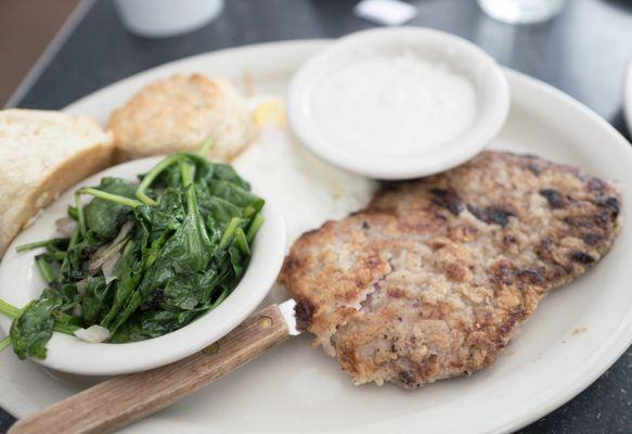 Chicken fried steak breakfast plate