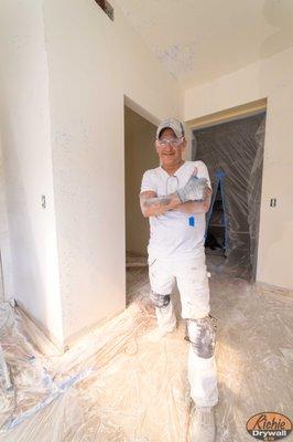 Richie Drywall during a job.