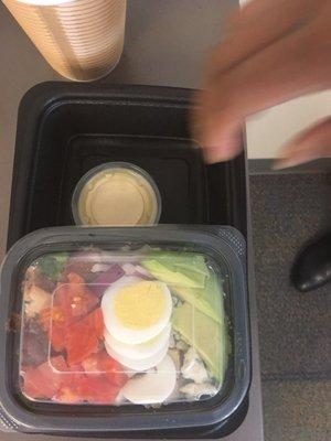 Cobb salad- squished in a small container