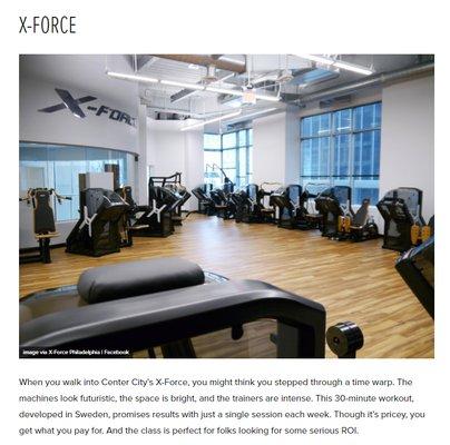 https://fitt.co/philadelphia/new-in-philly/ Fitt Philadelphia Calls X-Force "One the most exciting new workout spots" in the city