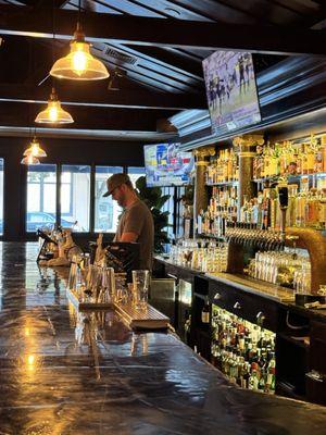 Owner Duncan prepping the bar.