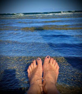 My toes on the beach