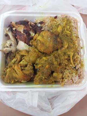 Large jerk and curry chicken