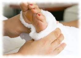 Relax as we wrap your feet in hot towels and gently stretch and compress. the tension away.