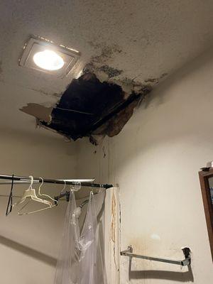 My dads apartment after the people upstairs toilet tub and sinks over filled with poop water