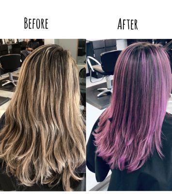 From blonde to purple!! Lulu always does an amazing job!