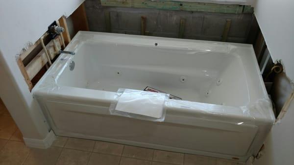 New Jacuzzi tub set for an older couple in Cape Canaveral. Paul Davis of the Space Coast was the general contractor for this job also.