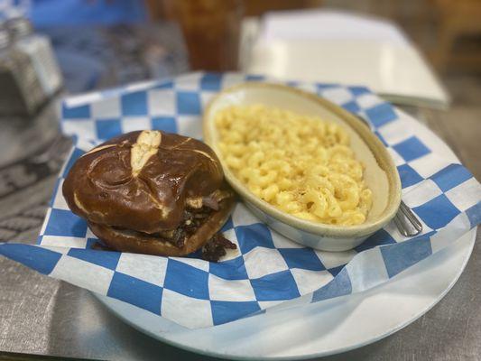 Brisket Sandwich and Mac-n-cheese