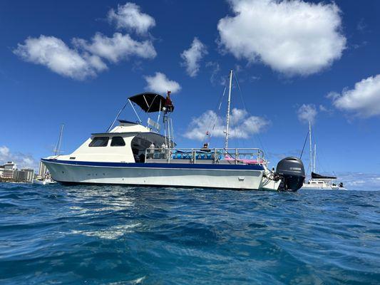 Our boat out at Turtle Canyon Reef