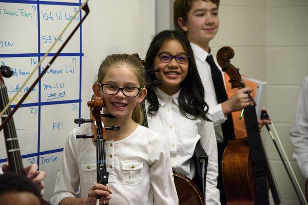 Studio String students waiting for their performance