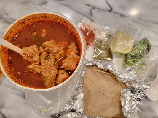 Menudo ($12.75) takeout. Only available on the weekends. This was so good! 3/19/2023