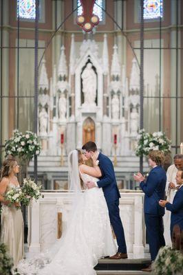 Size and height of the altar flowers was important because St. John's Parish is a large church. Perfection!