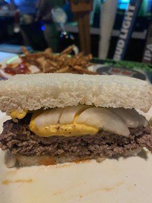 Cheeseburger on homemade white bread