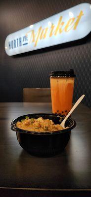 Thai Beef bowl and boba tea