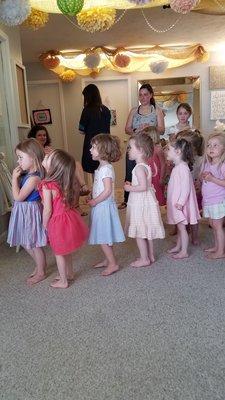 Girls lined up for the dress up portion.