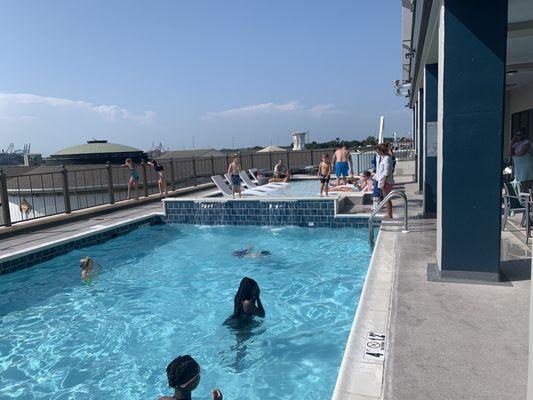 Outdoor pool area located on 4th floor