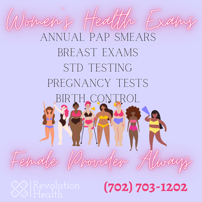 If you can't get into your GYN, you can complete your annual well woman examination (pap smear) here with a female provider!