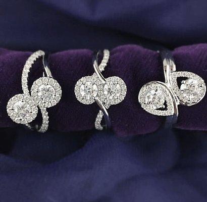 Beautiful Elma Gil two-stone diamond rings