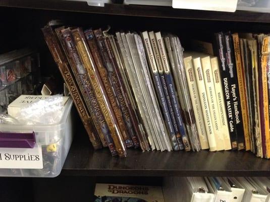 Check out or store copies of D&D! We have books going all the way back to 2nd Edition & materials for DMs are always available!