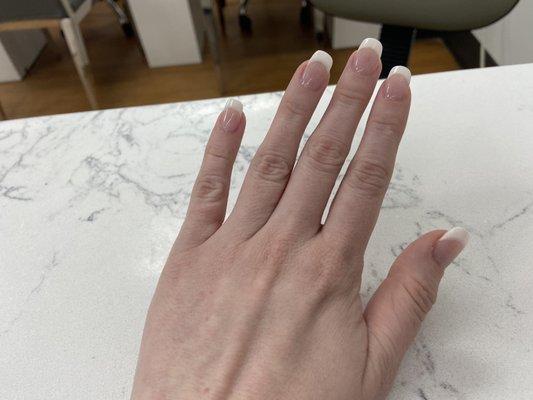 French tip nails, dip powder