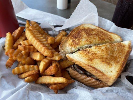 Steak sandwich with fries - so good!!