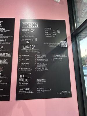 Snacks menu