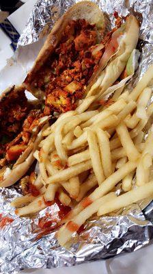 Spicy chicken sandwich and fries