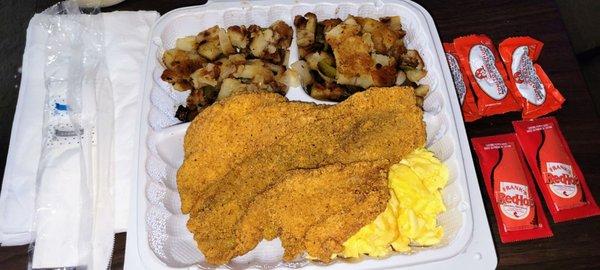 Perfectly seasoned catfish breakfast