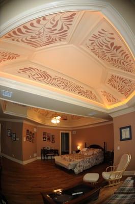 Hand Painted motif on ceiling in master bedroom- Franklin Lakes, NJ