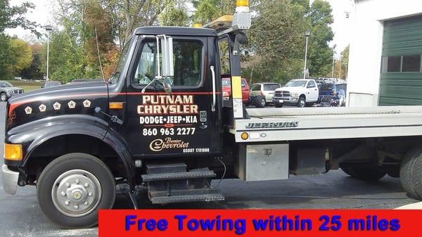 Free towing within 25 miles.