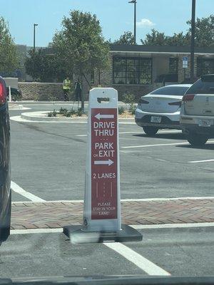 Signage for parking vs. drive thru