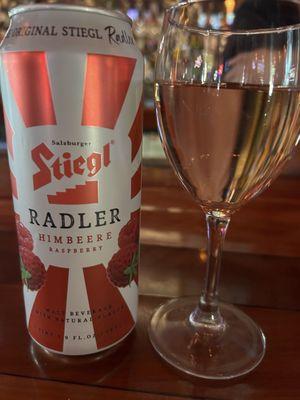 New Stiegl Radler flavor (raspberry) and a glass of Rosé!