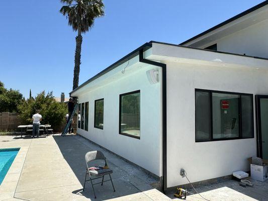 Torch down flat roof on extension