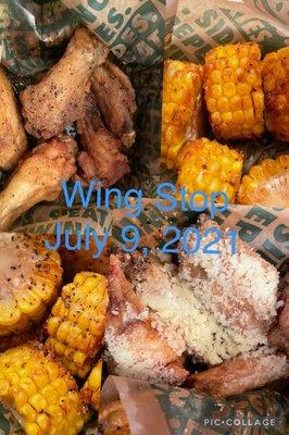 Wings and corn.