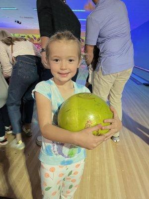 Evie says, let's bowl!