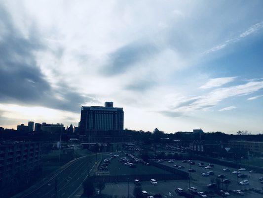 View looking West towards the Mississippi River from VA Hospital 5th floor on 4/05/2018 about 6:30pm