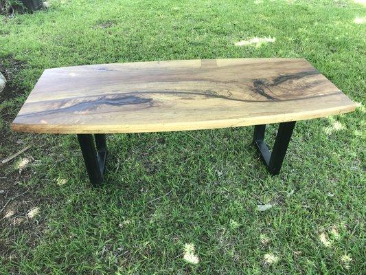 Pecan Dining Table with Organic Seam.