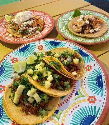 Al Pastor Tacos, Tonga Tostada, El Brulee Taco